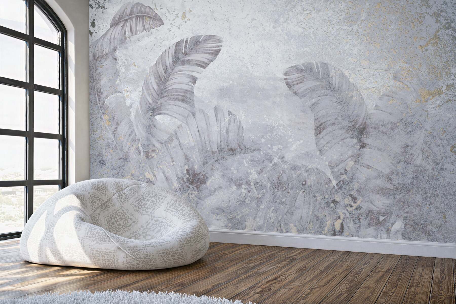 Fototapeta Liście tropikalne w ulewnym deszczu