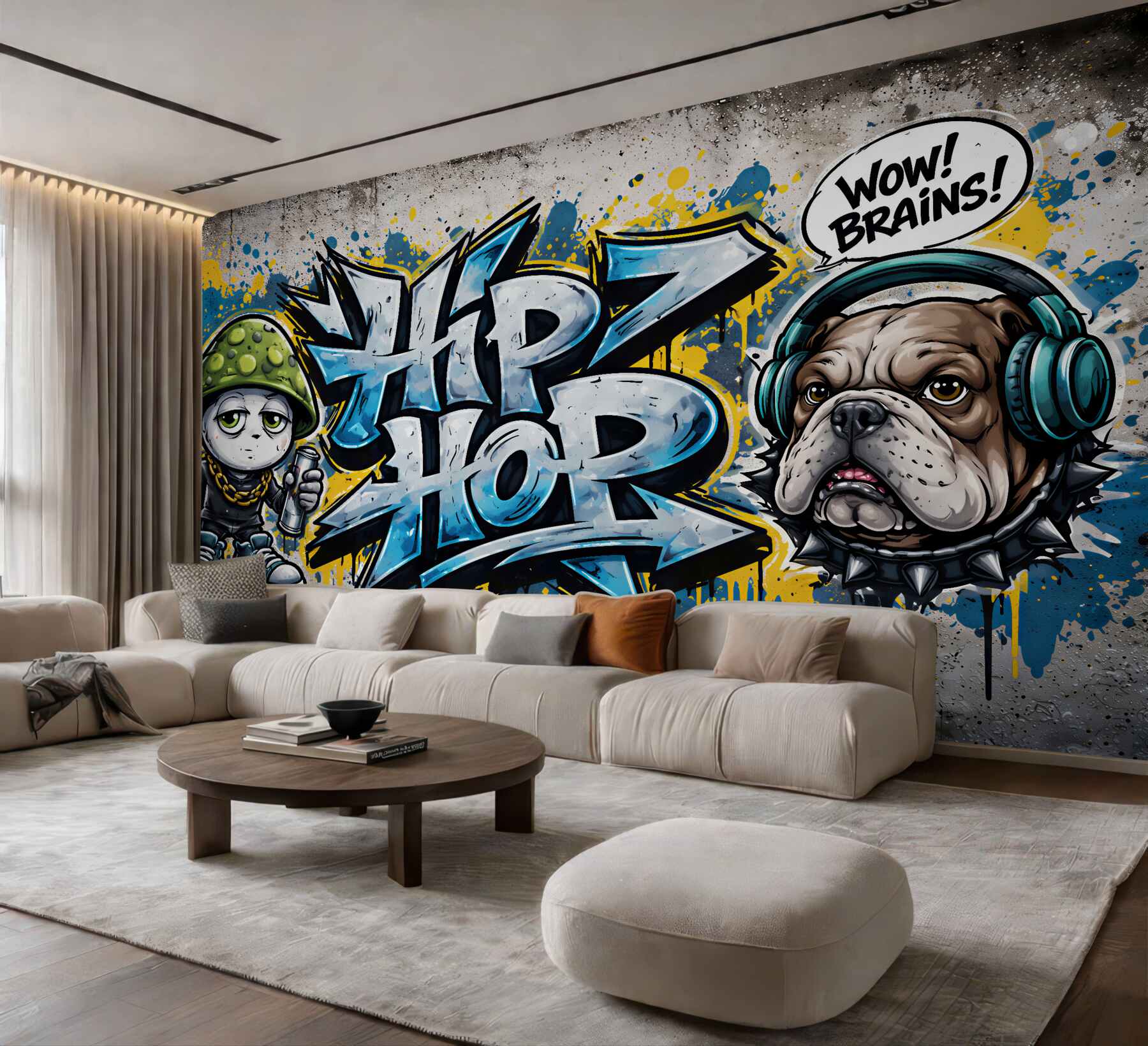 Fototapeta graffiti hip hop z buldogiem