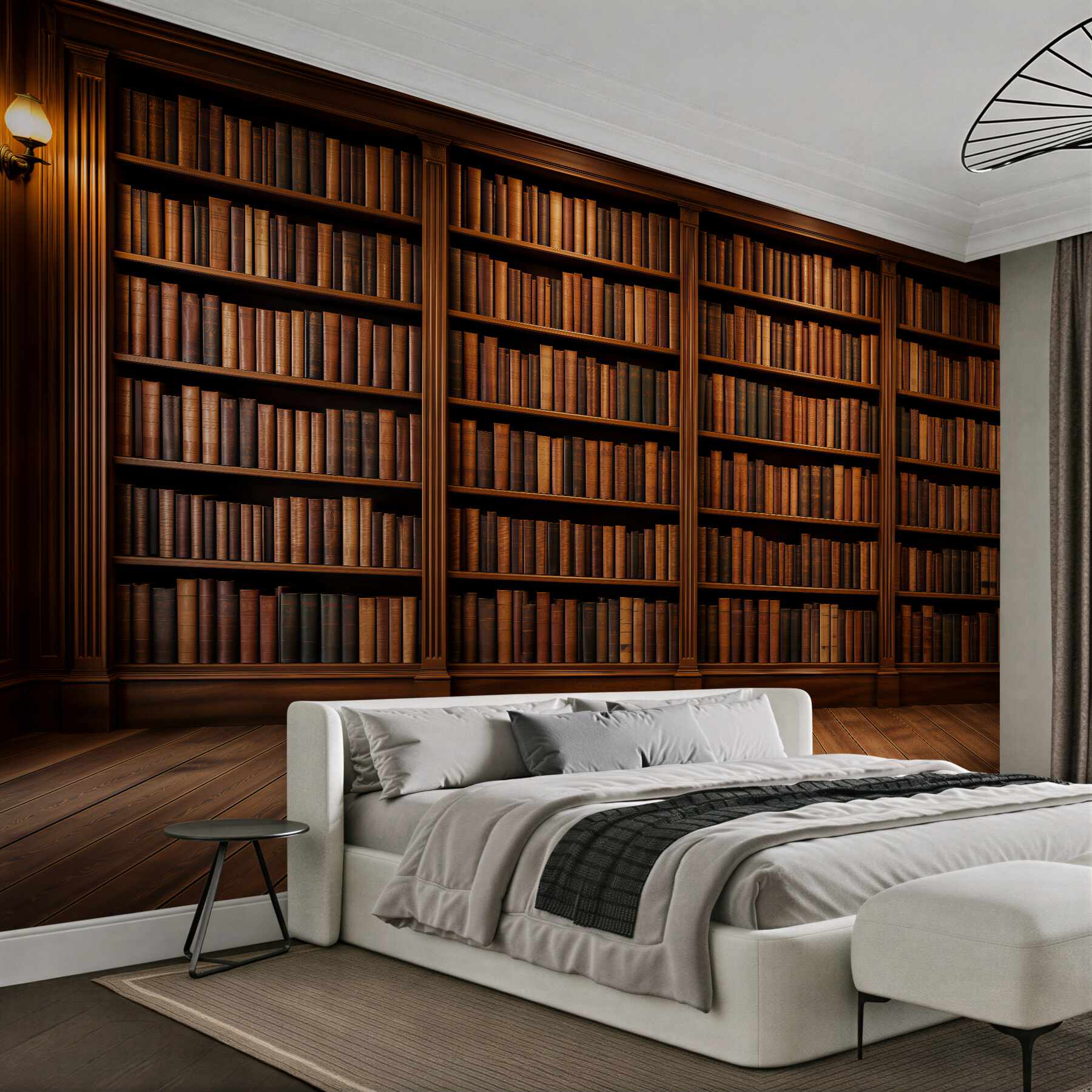 Fototapeta klasyczna biblioteka z drewnianymi regałami