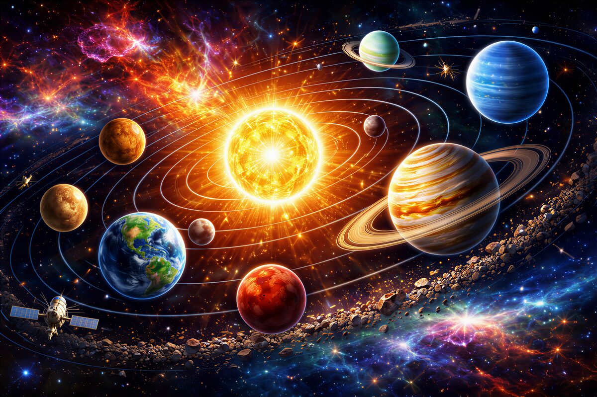 Fototapeta kolorowy układ planetarny