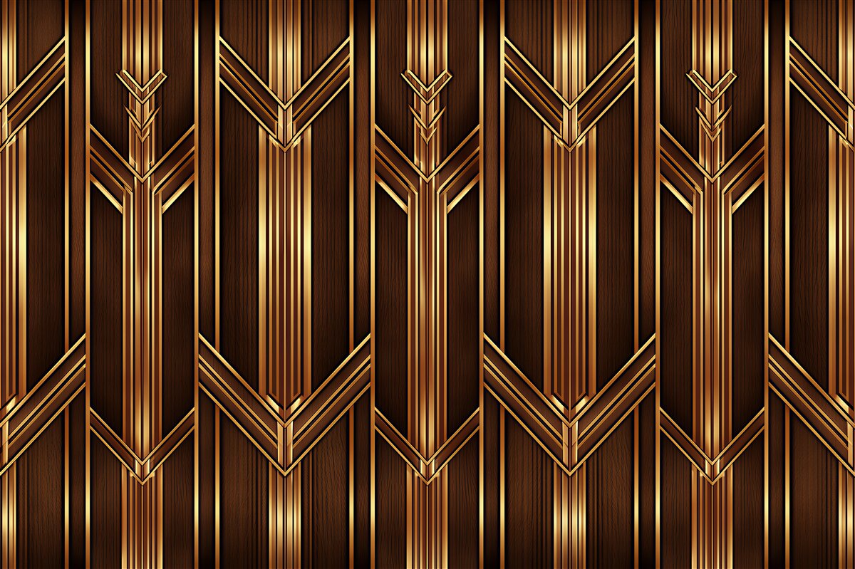 Fototapeta złote geometryczne drewno glamour