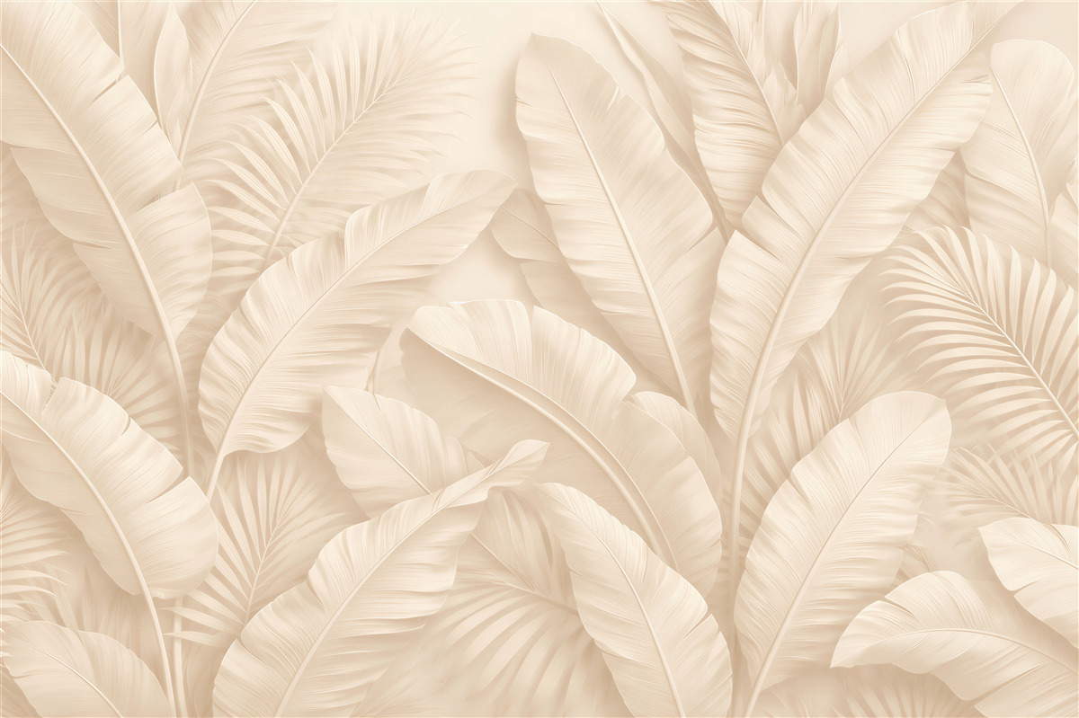 Fototapeta kremowe liście palmowe 3d