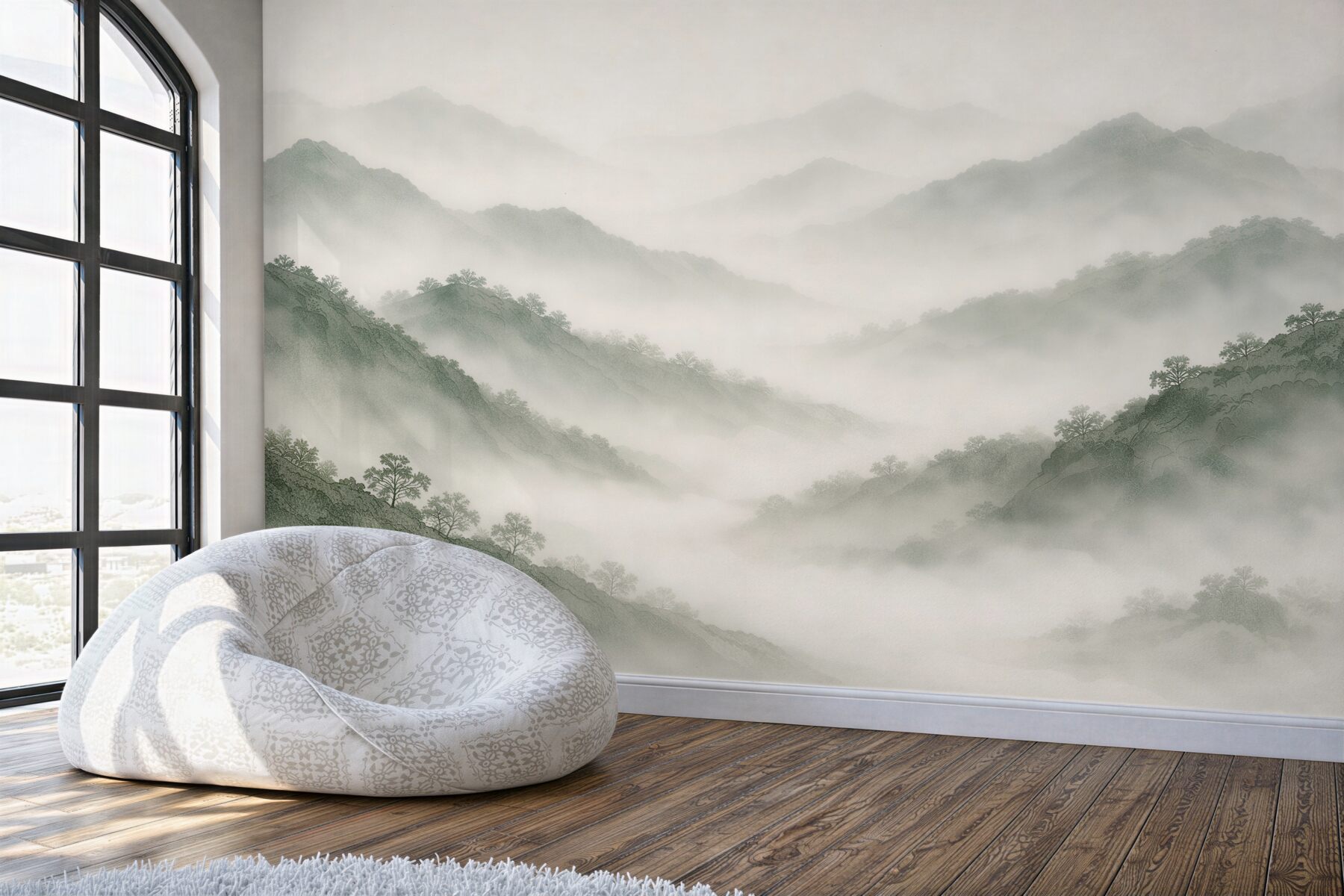 Fototapeta górska mgła w pastelowym pejzażu