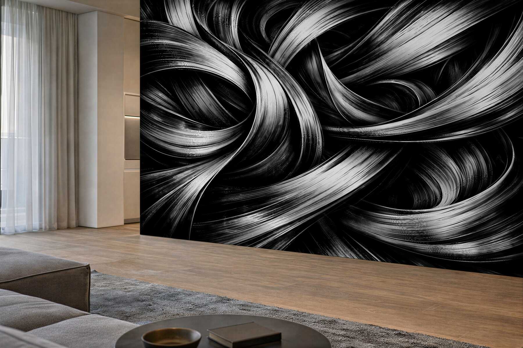 Fototapeta czarno-białe dynamiczne wstęgi