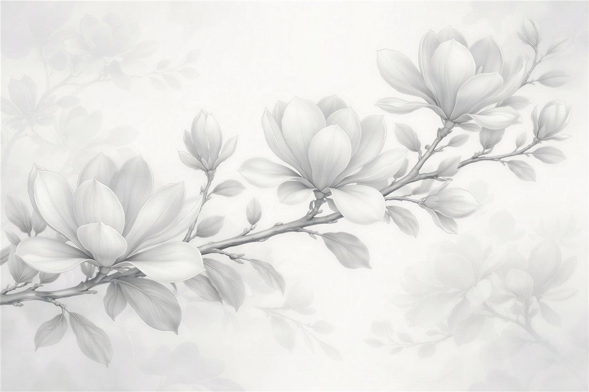 Fototapeta delikatna magnolia w bieli