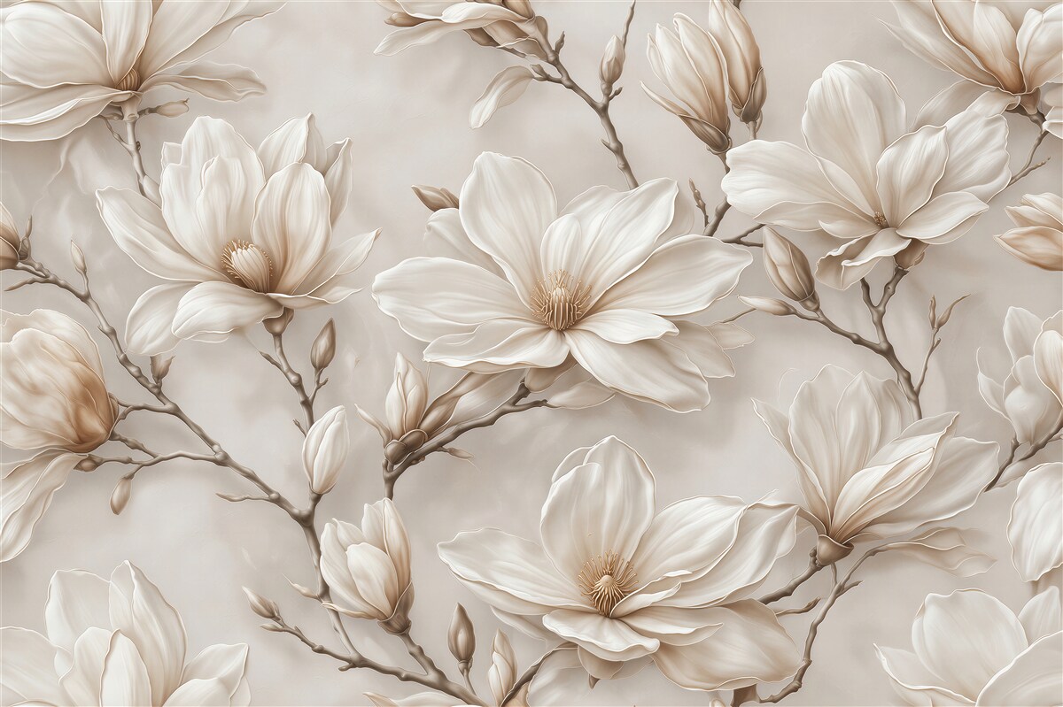 Fototapeta kremowa magnolia w eleganckim stylu