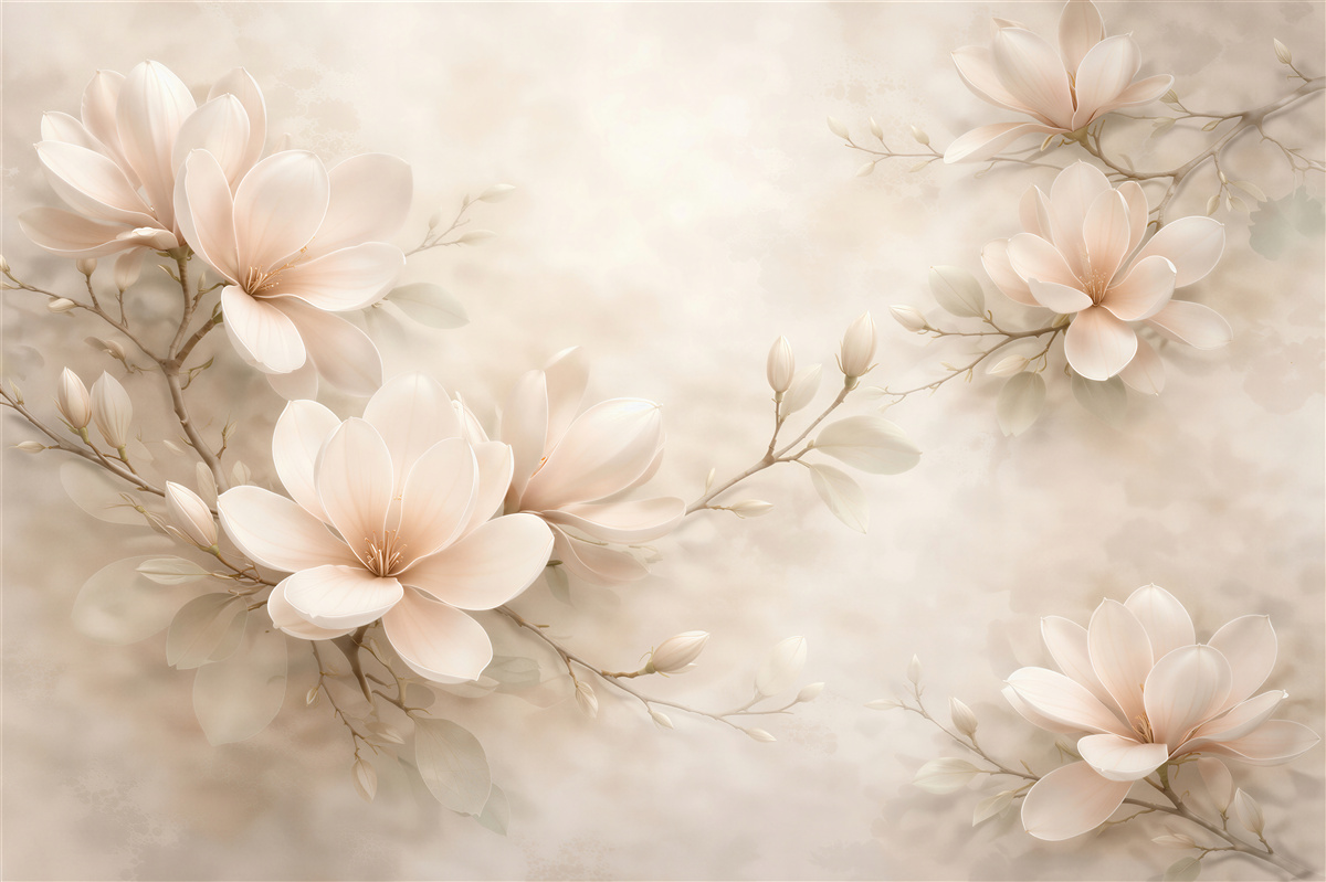 Fototapeta kremowe magnolie w blasku
