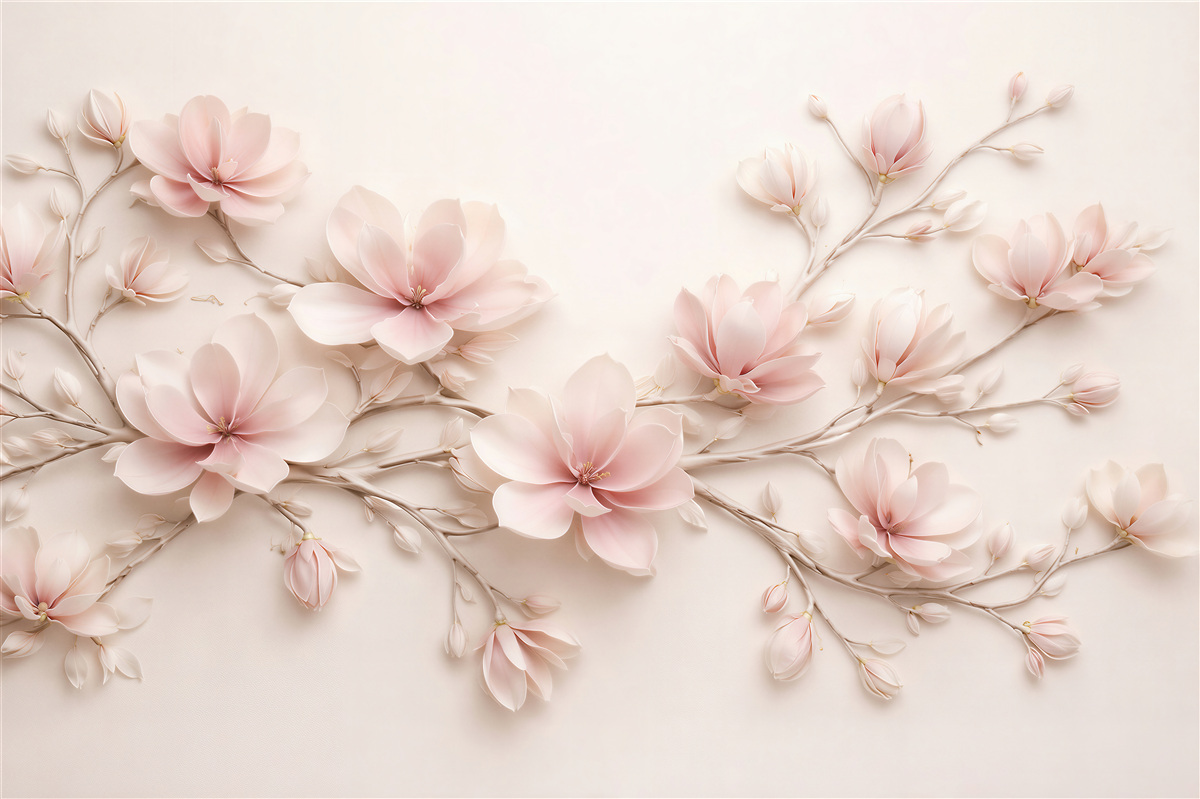 Fototapeta pudrowa magnolia na delikatnych gałązkach