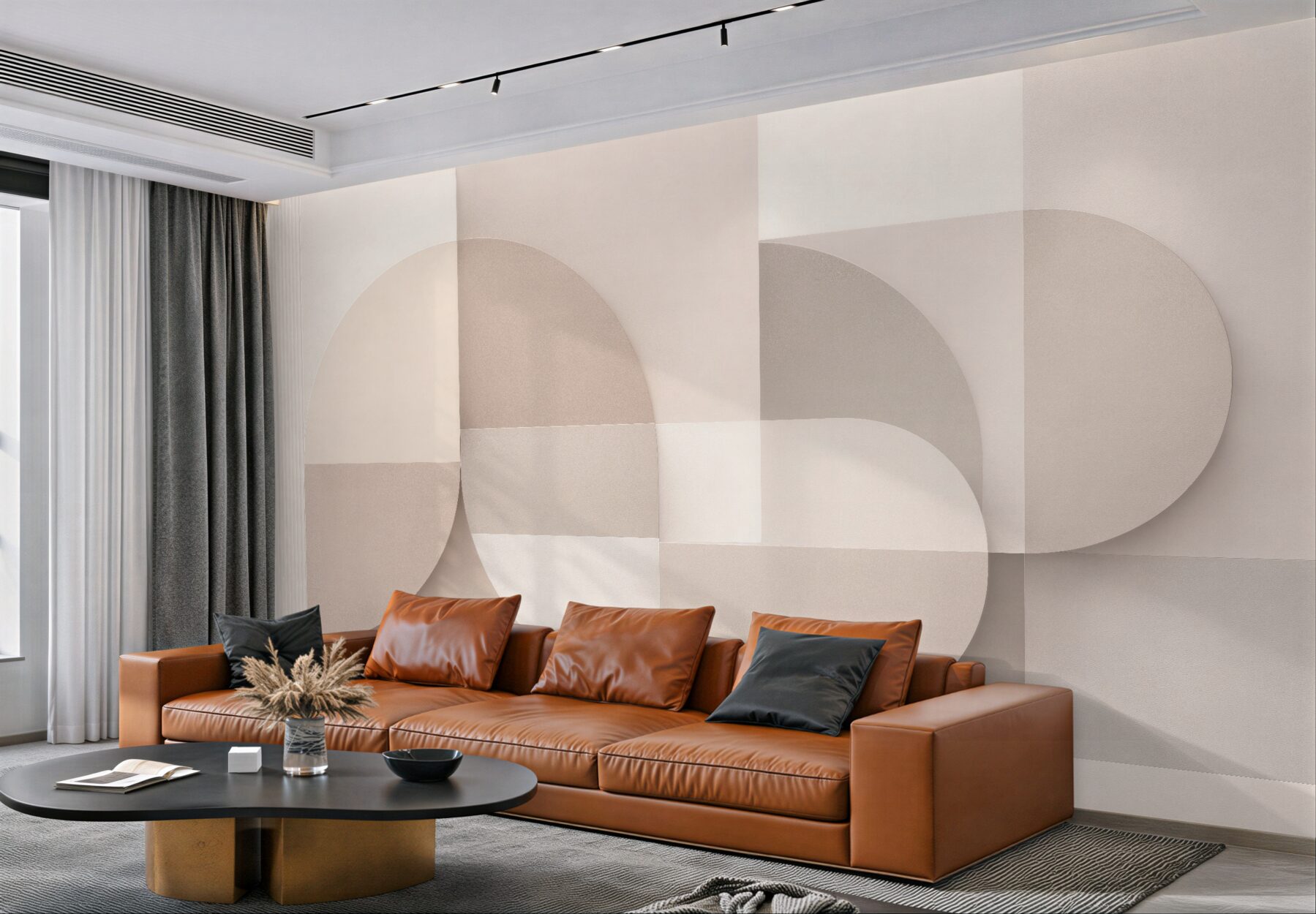 Fototapeta beżowa geometria z półokręgami