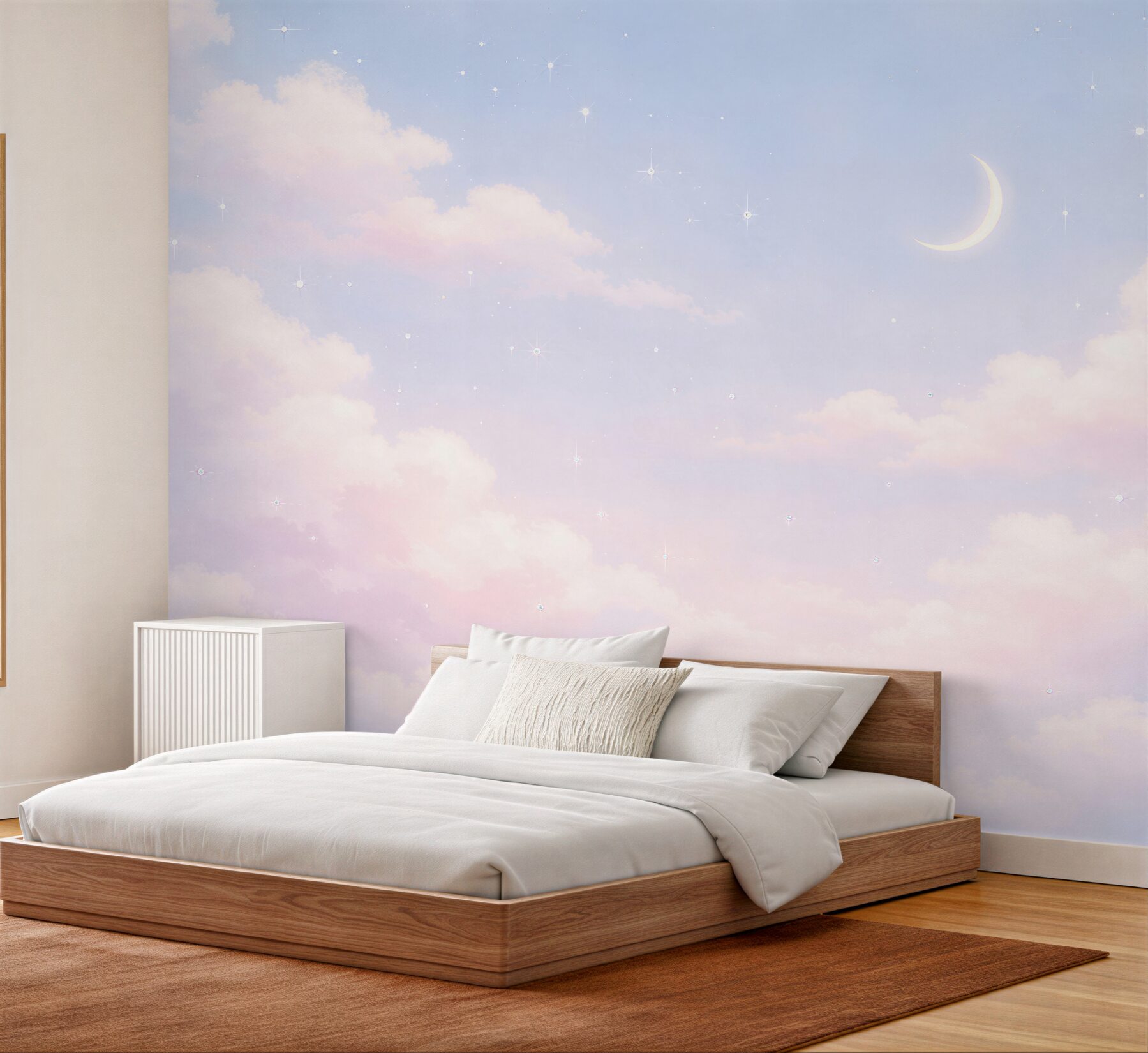 Fototapeta pastelowy księżyc w chmurach