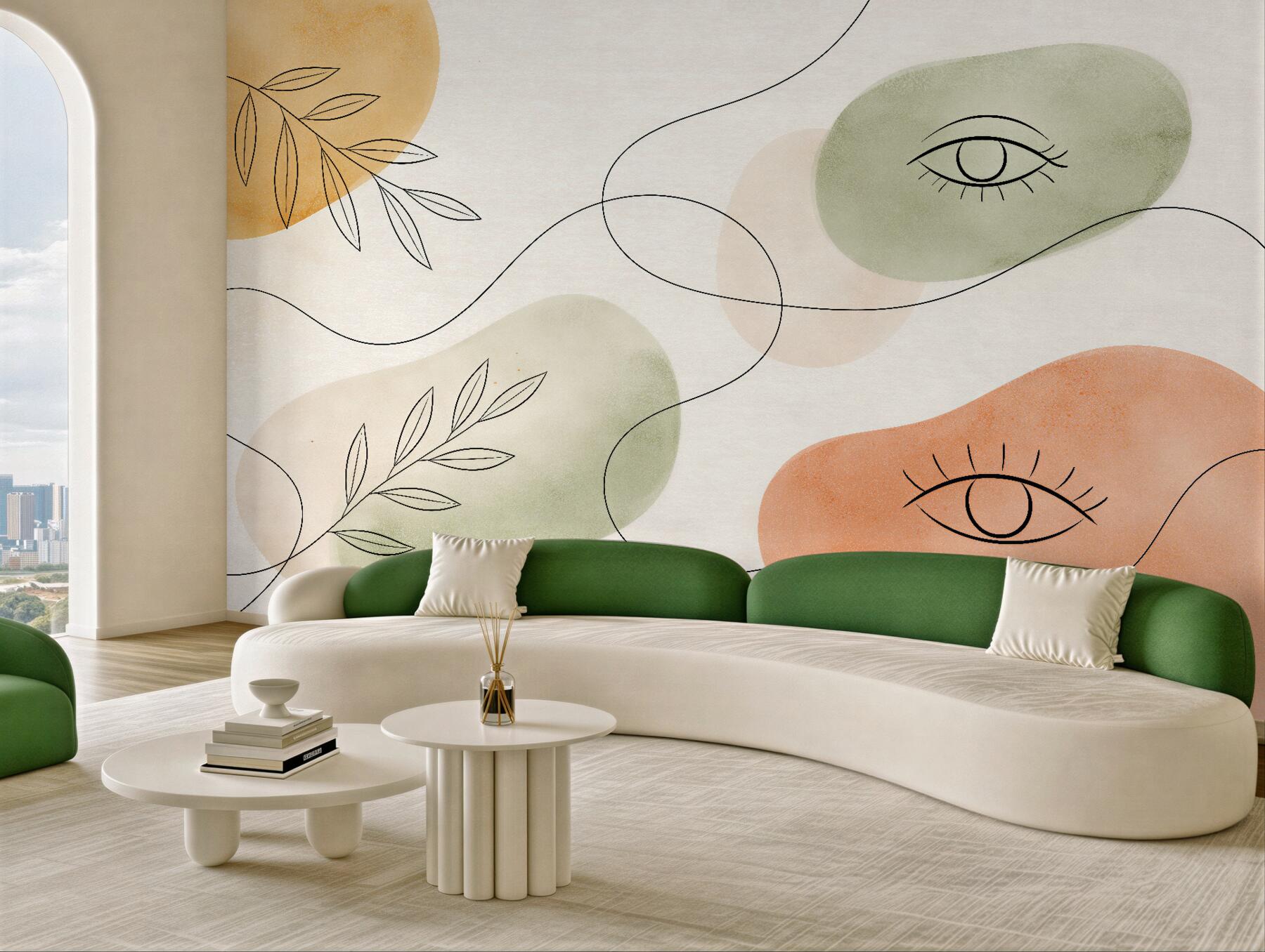 Fototapeta abstrakcyjne oczy i botaniczne linie