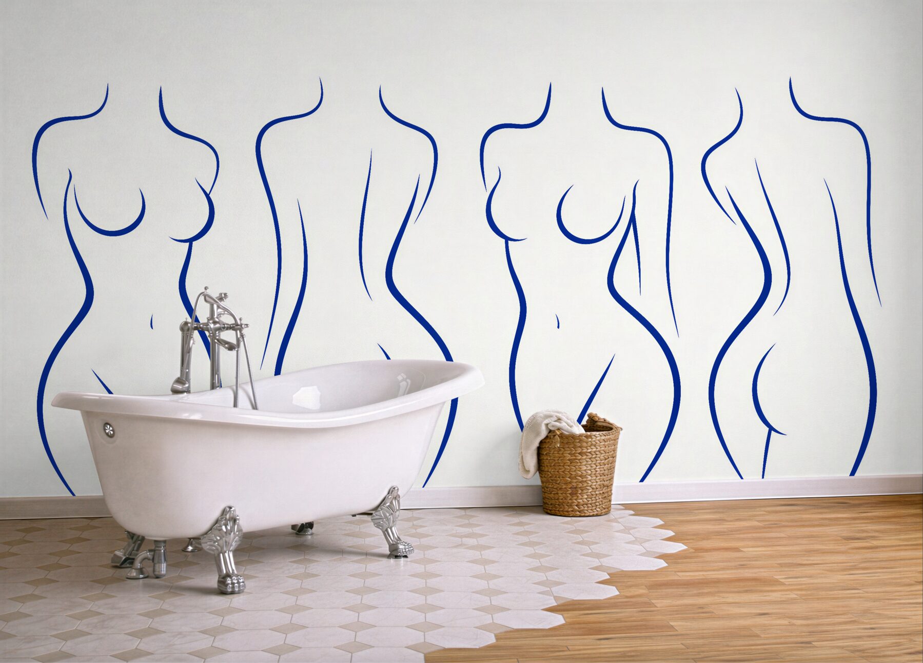 Fototapeta minimalistyczne kobiece sylwetki w błękicie
