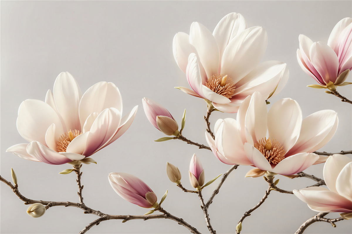 Fototapeta delikatna magnolia w blasku świtu