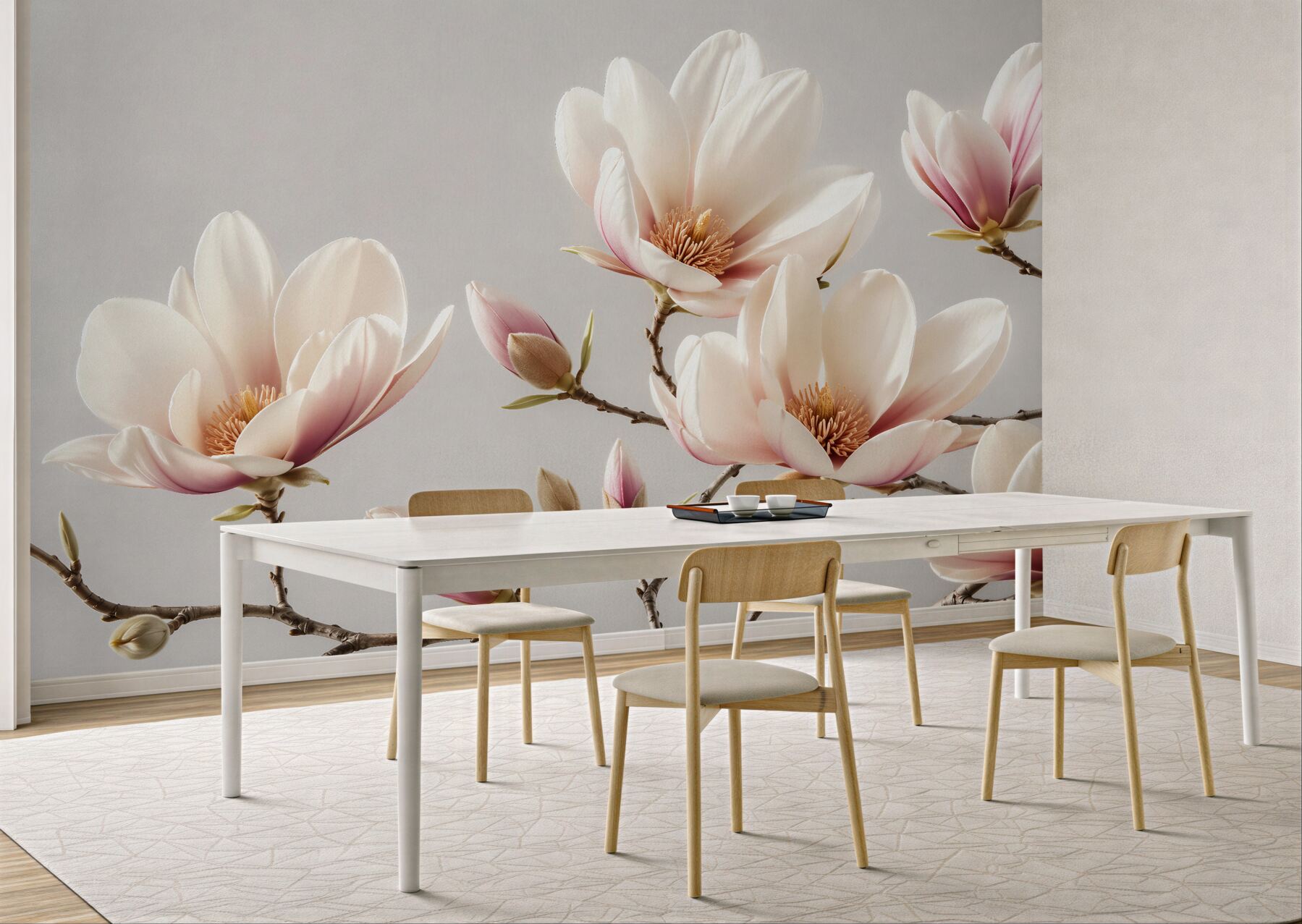 Fototapeta delikatna magnolia w blasku świtu
