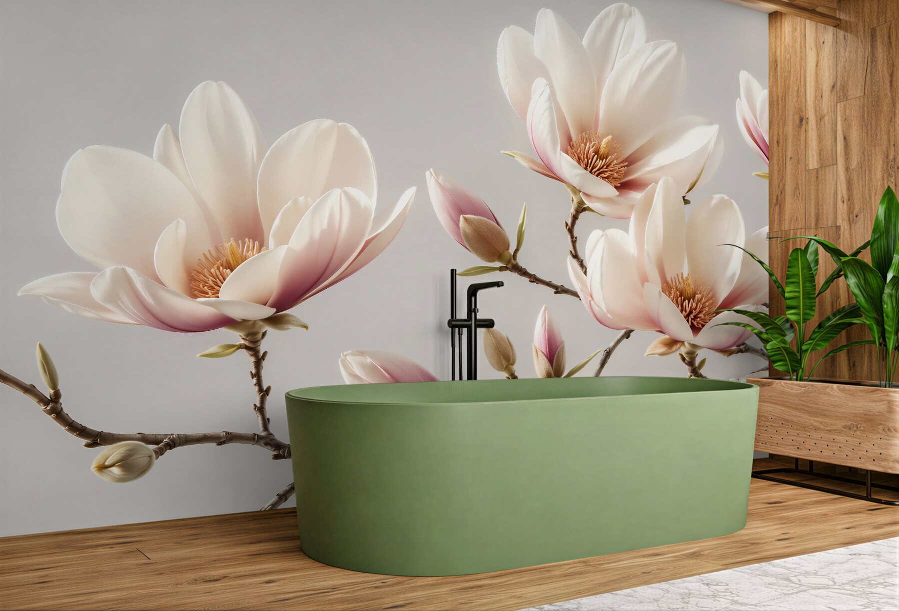 Fototapeta delikatna magnolia w blasku świtu