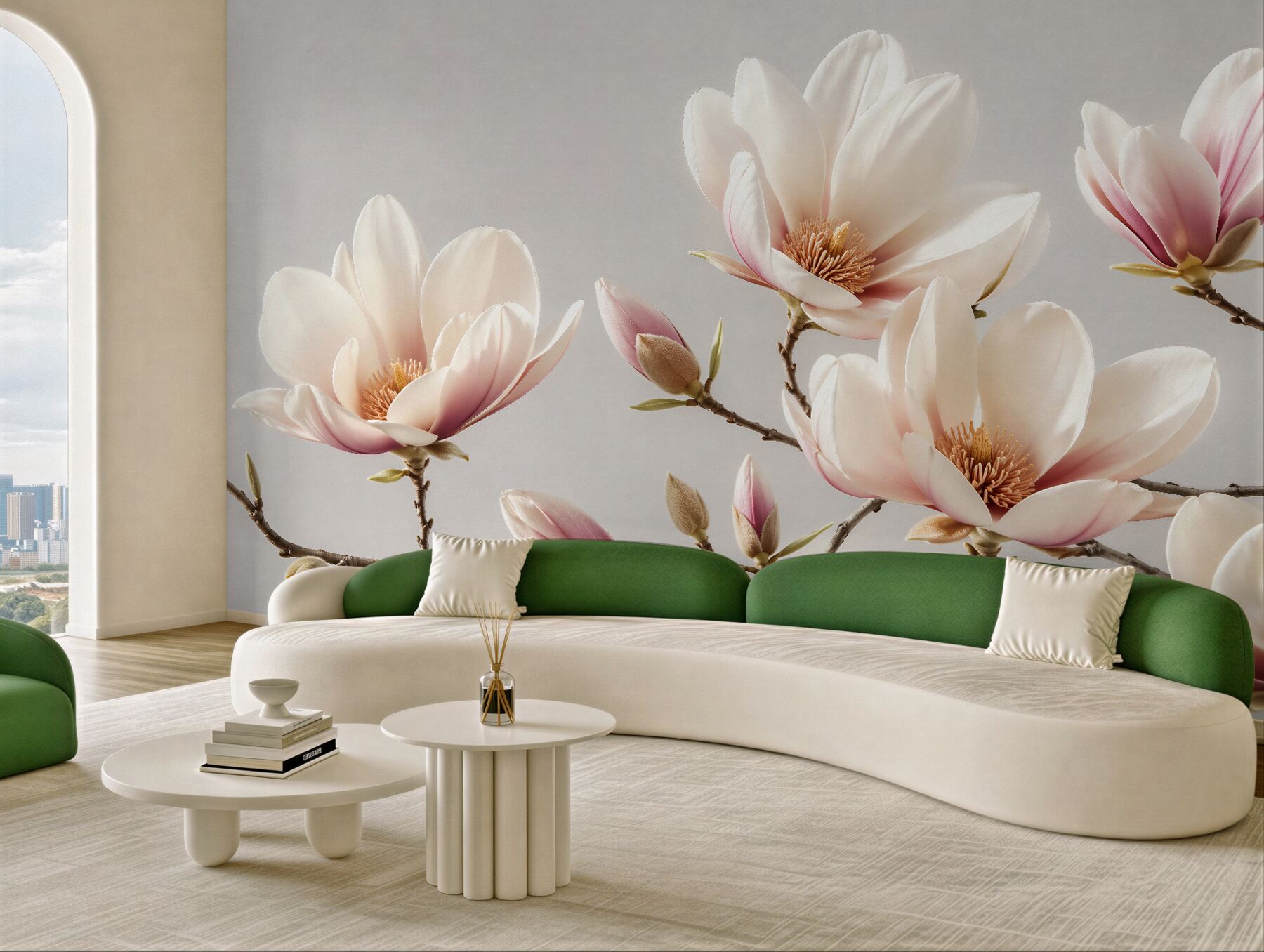 Fototapeta delikatna magnolia w blasku świtu