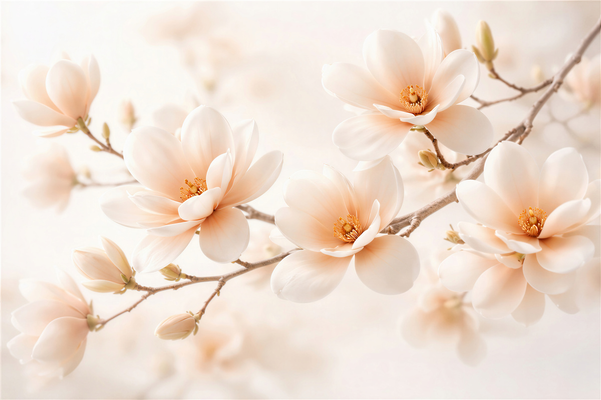 Fototapeta delikatna magnolia w jasnym rozkwicie