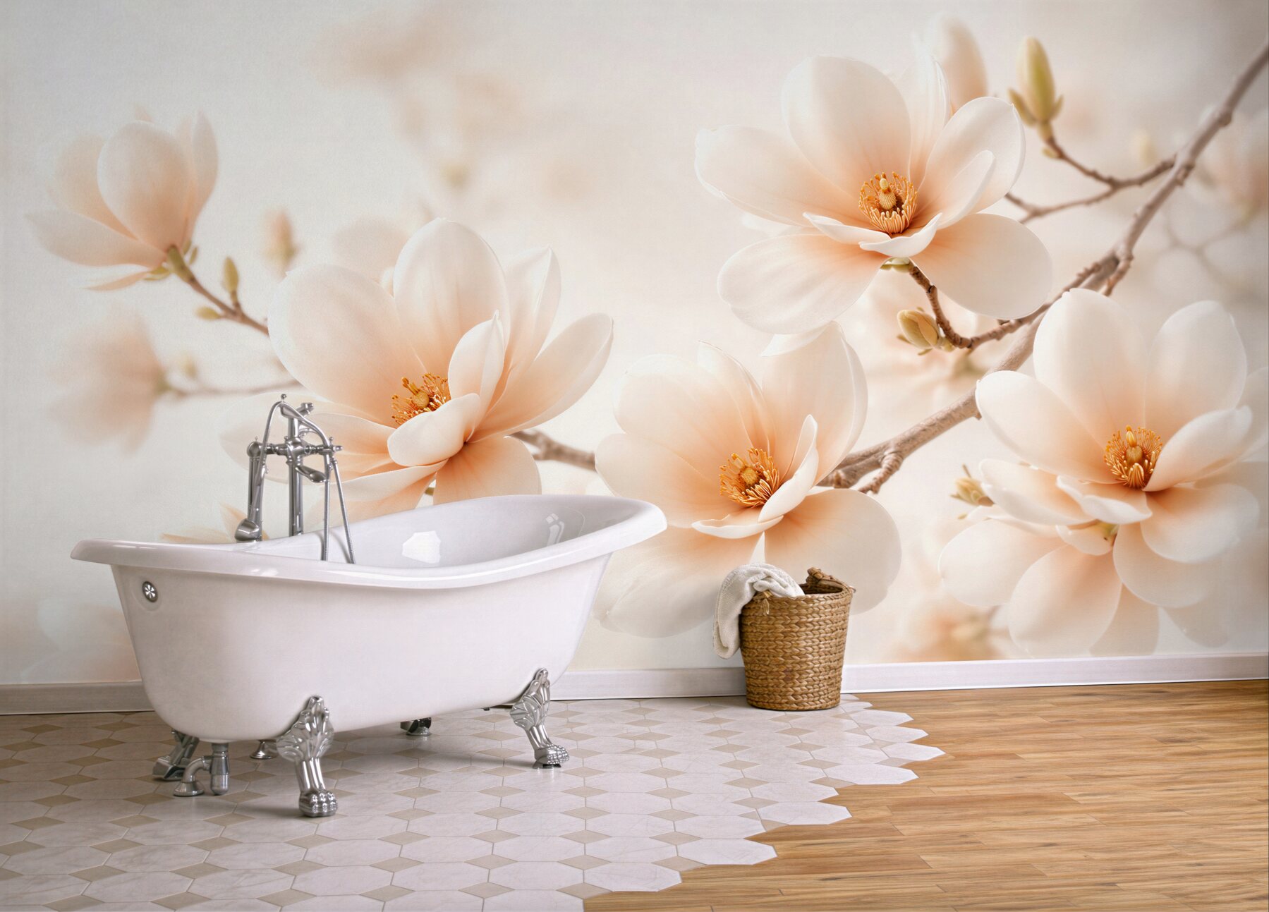 Fototapeta delikatna magnolia w jasnym rozkwicie