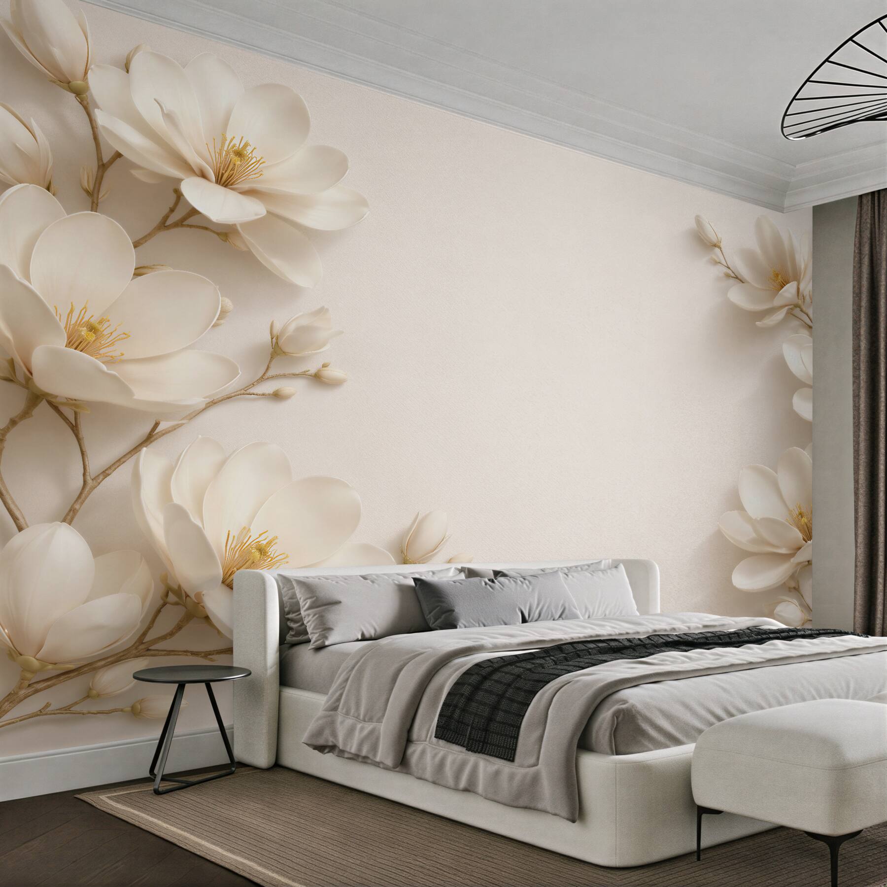 Fototapeta jasne magnolie w eleganckiej ramie