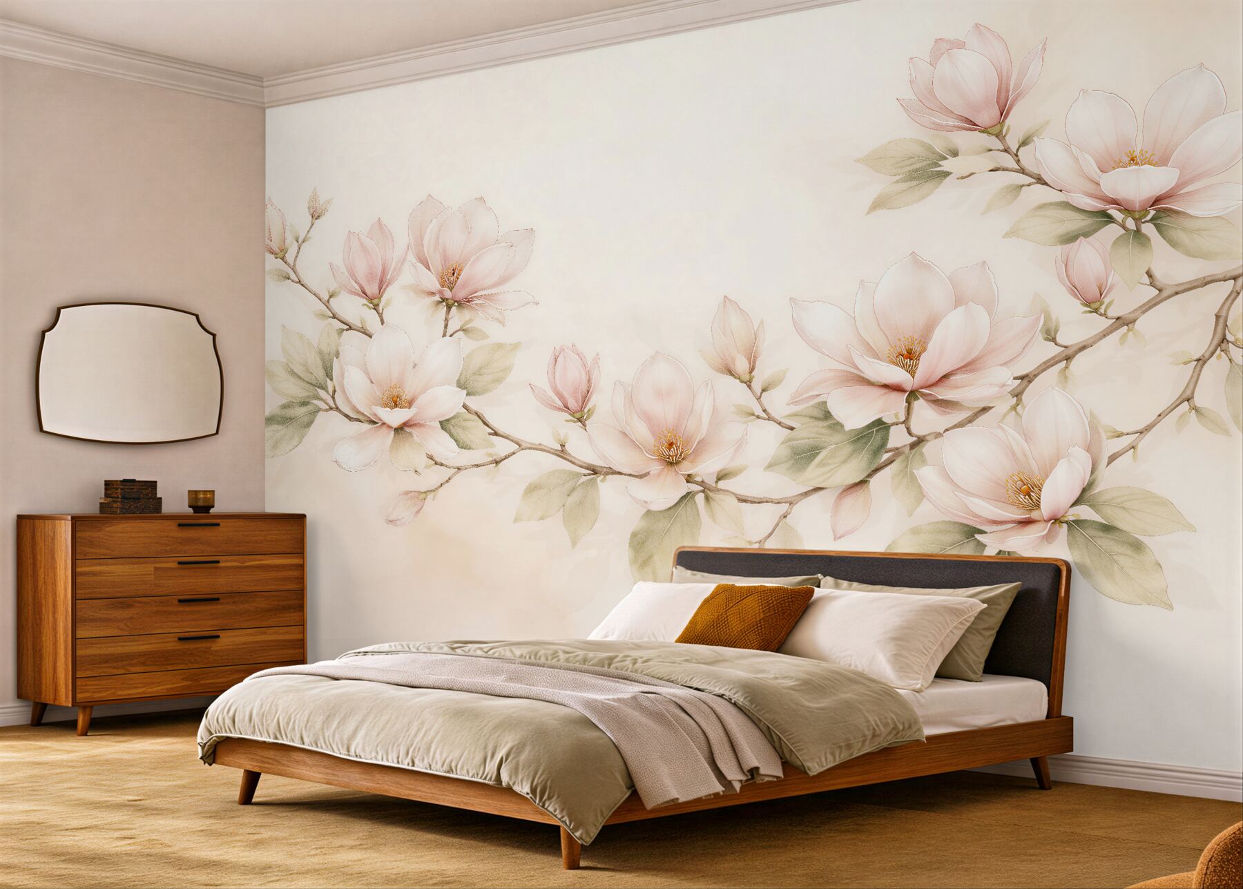 Fototapeta pastelowe magnolie na delikatnej gałęzi