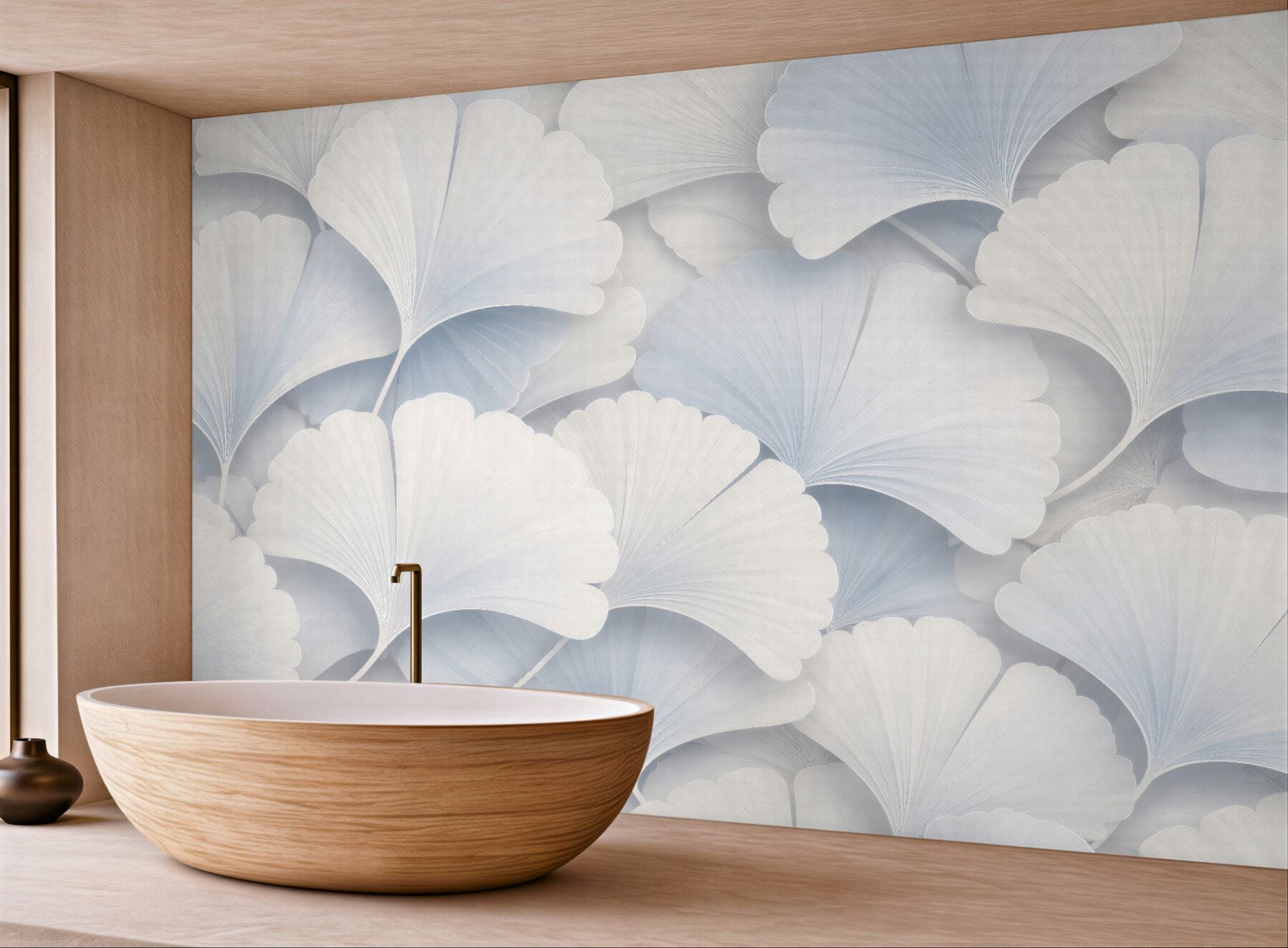Fototapeta białe liście ginkgo 3d