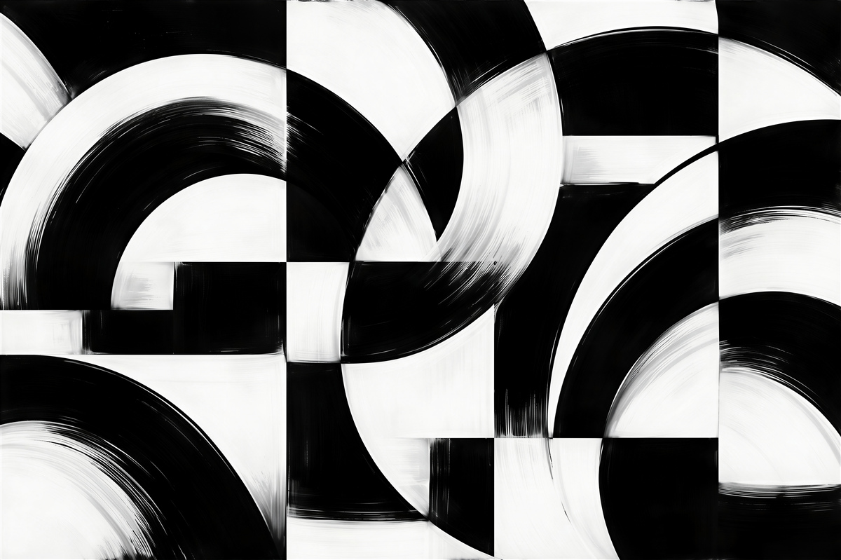 Fototapeta czarno-biała geometryczna abstrakcja łuków