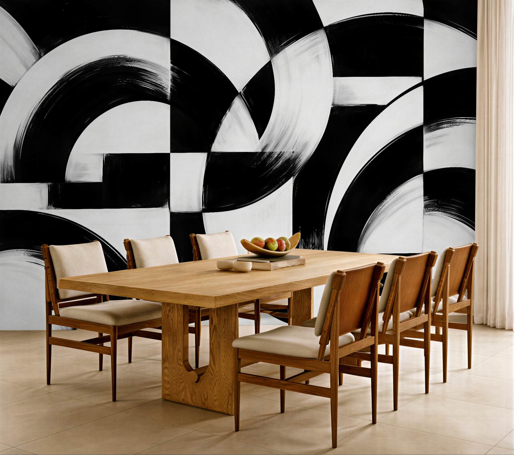 Fototapeta czarno-biała geometryczna abstrakcja łuków