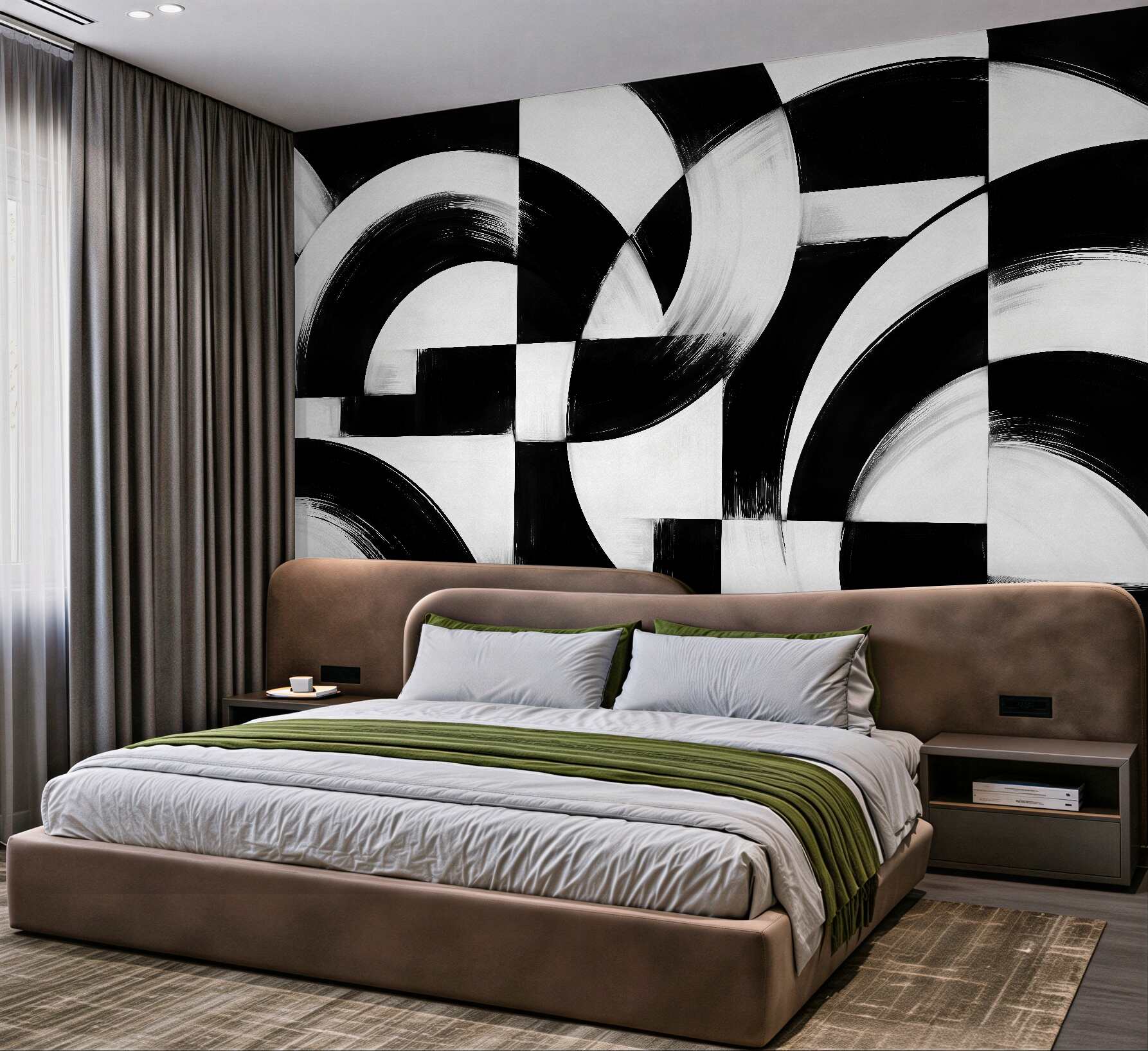 Fototapeta czarno-biała geometryczna abstrakcja łuków
