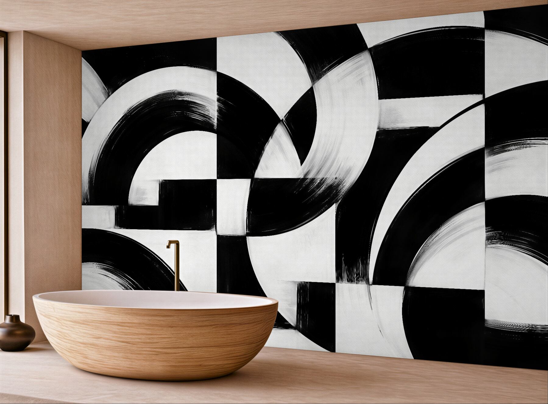 Fototapeta czarno-biała geometryczna abstrakcja łuków