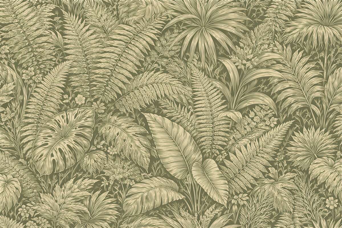 Fototapeta botaniczna dżungla w sepii
