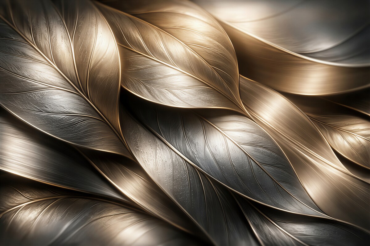 Fototapeta złote metaliczne liście elegancji
