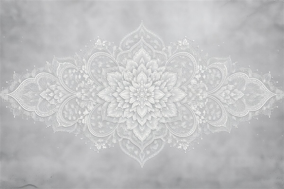 Fototapeta koronkowa mandala w szarości