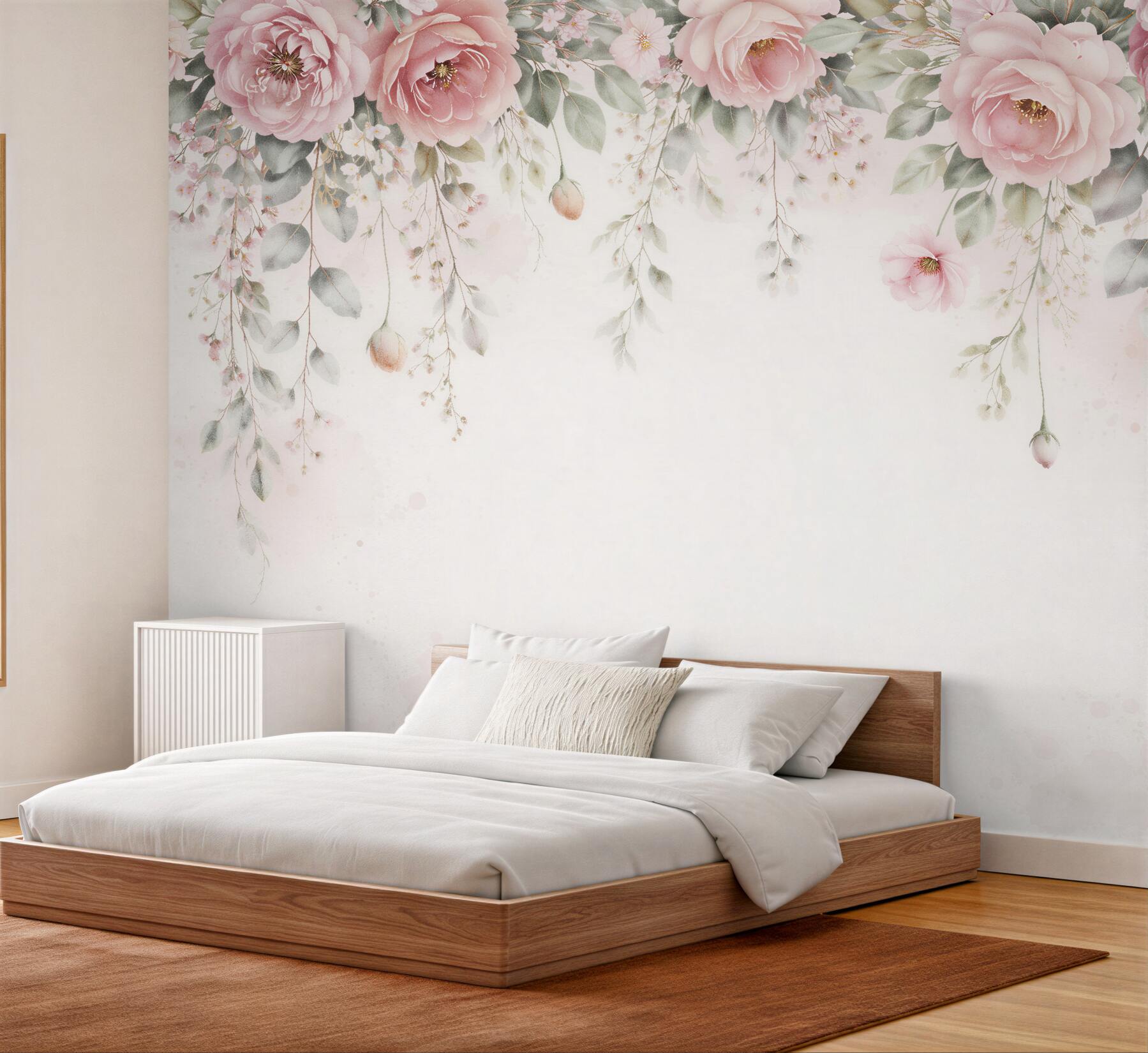 Fototapeta zwisające pudrowe peonie romantyczne