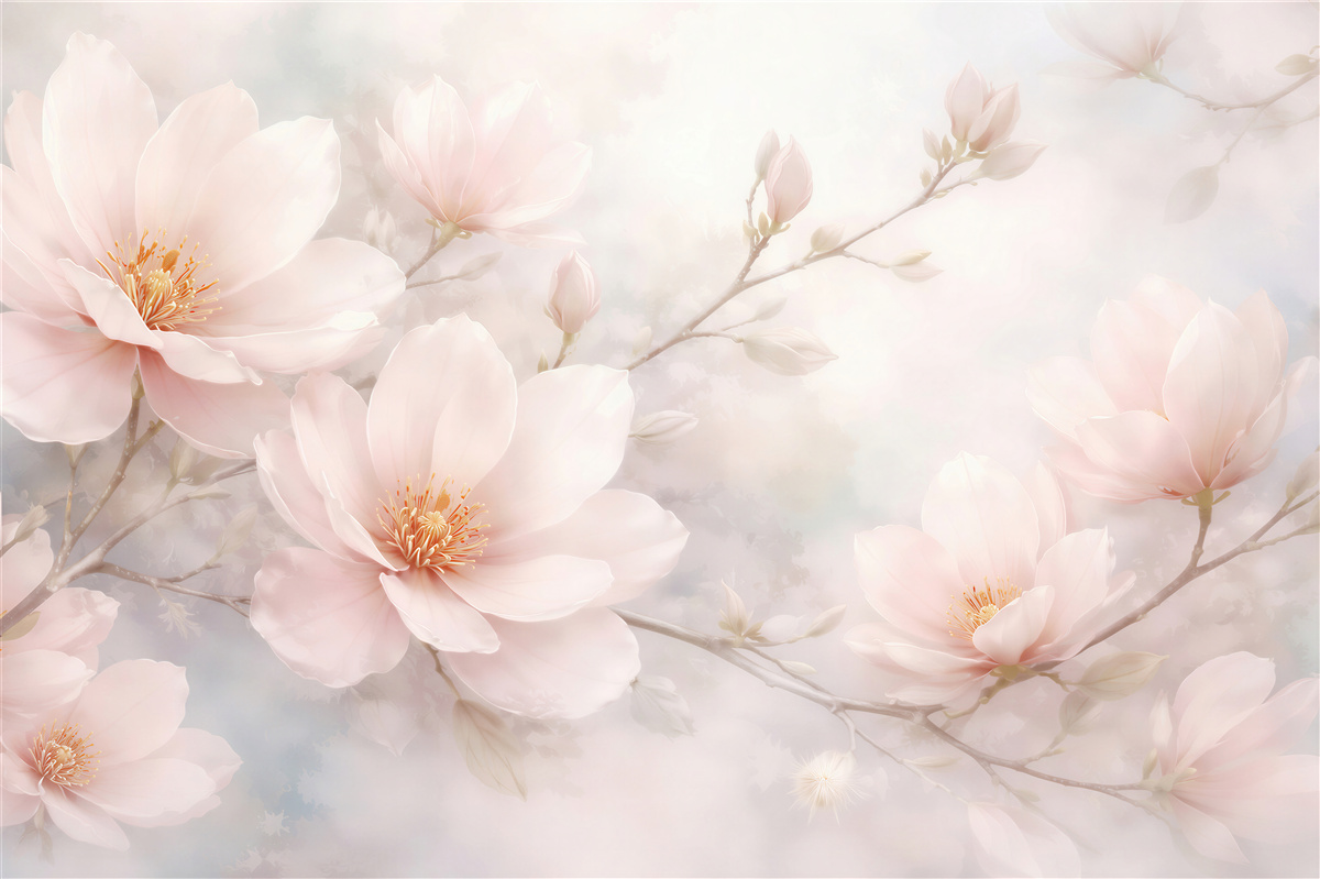 Fototapeta eteryczne magnolie w pastelowej mgle
