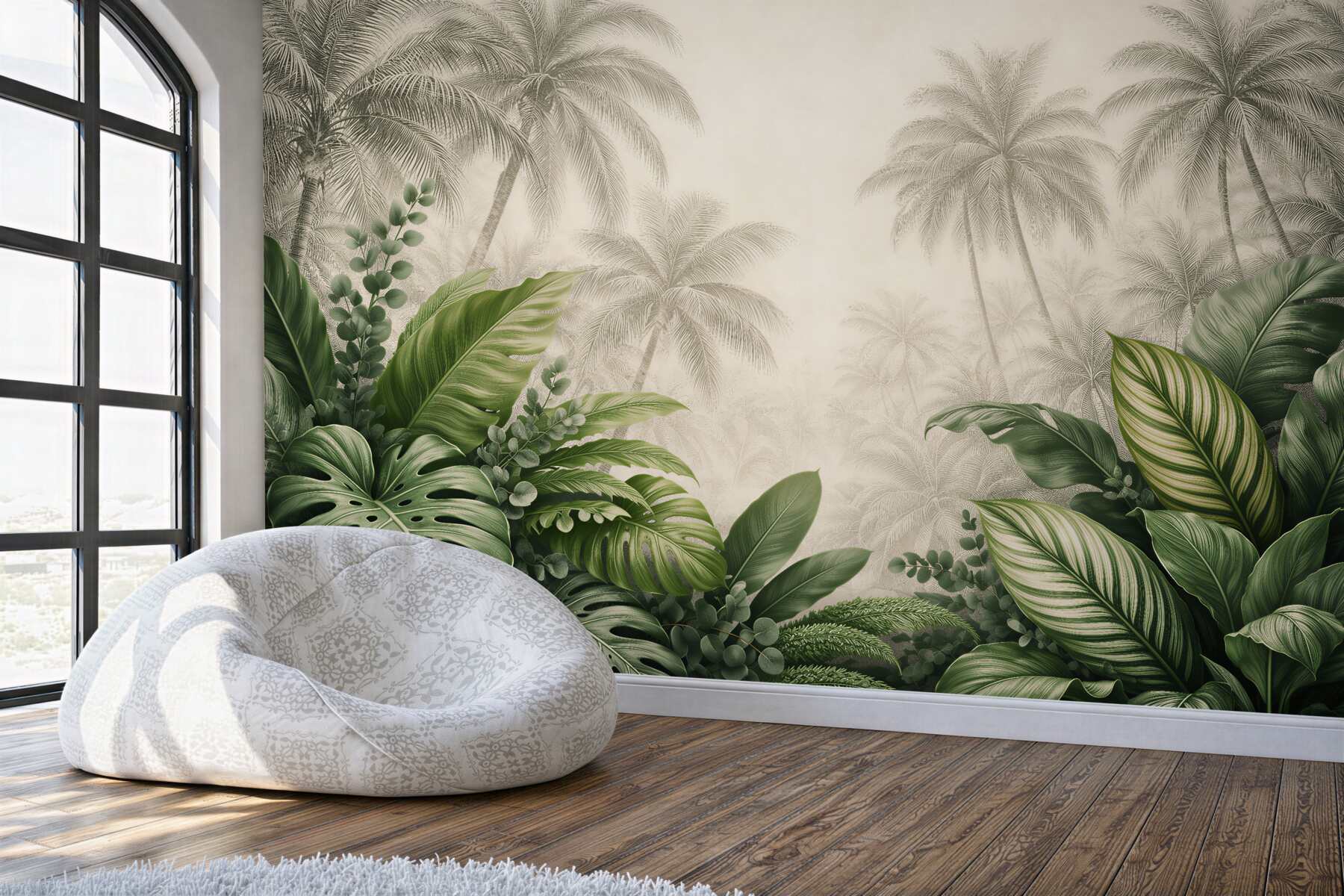 Fototapeta egzotyczne liście na tle palm