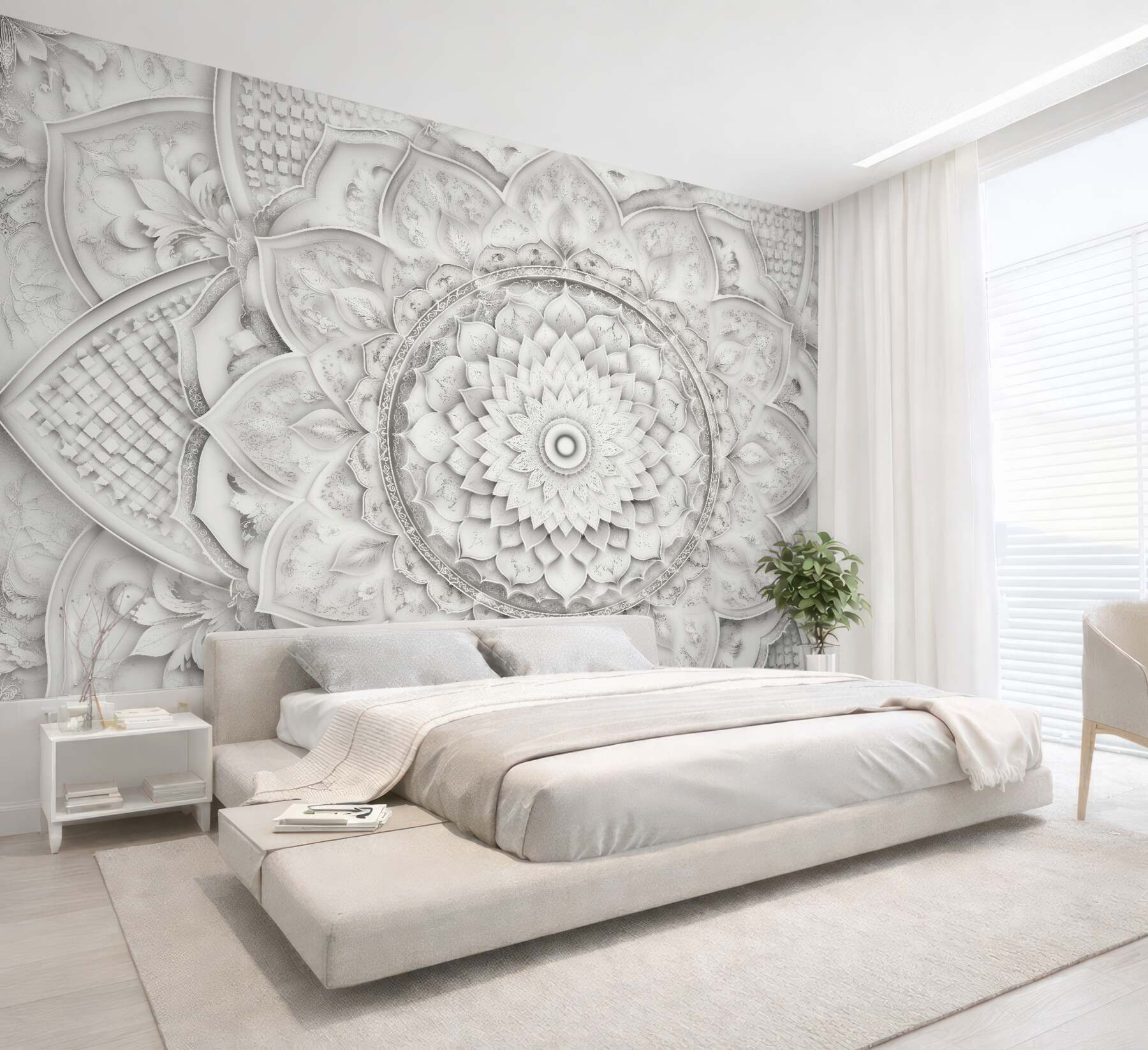 Fototapeta perłowa mandala w stylu glamour