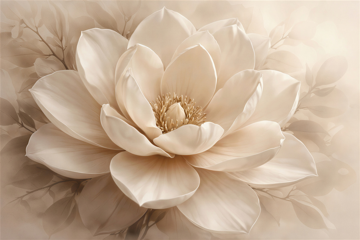 Fototapeta kremowa magnolia w subtelnym blasku