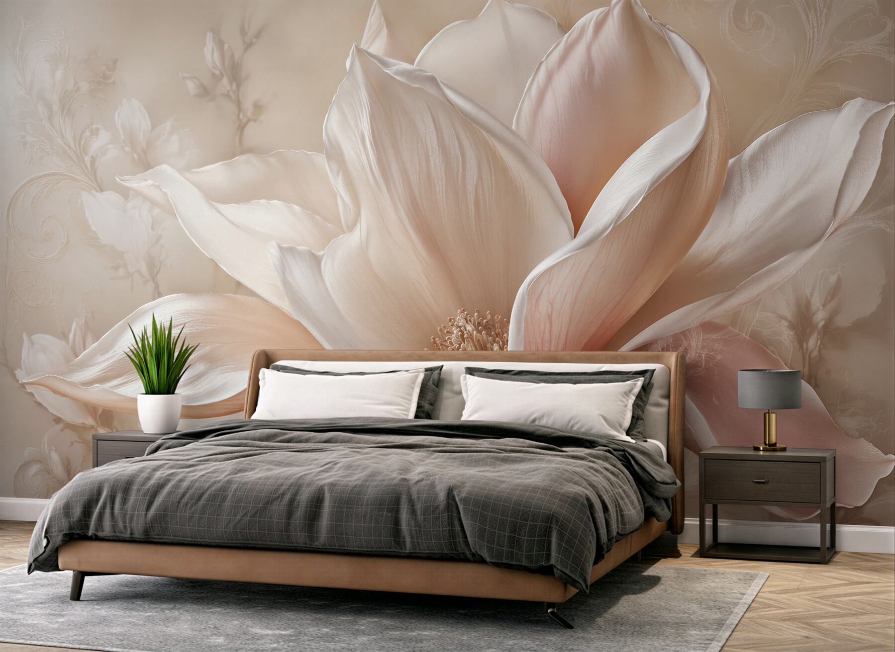Fototapeta pudrowa magnolia w eleganckim detalu