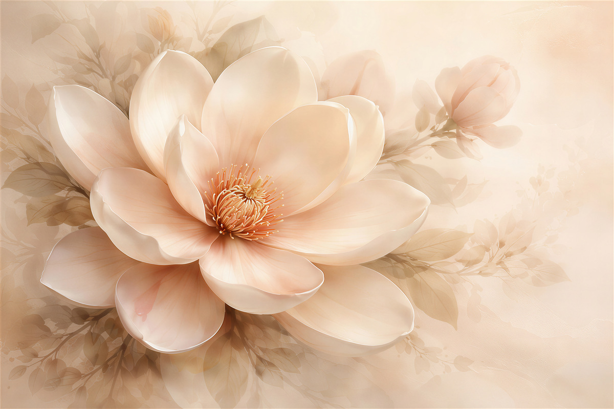 Fototapeta jasna magnolia w pastelowej poświacie