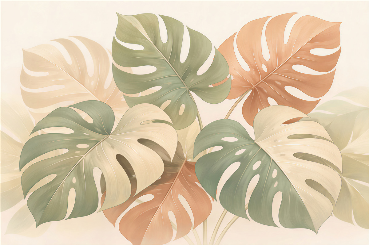 Fototapeta monstera w pastelowej elegancji