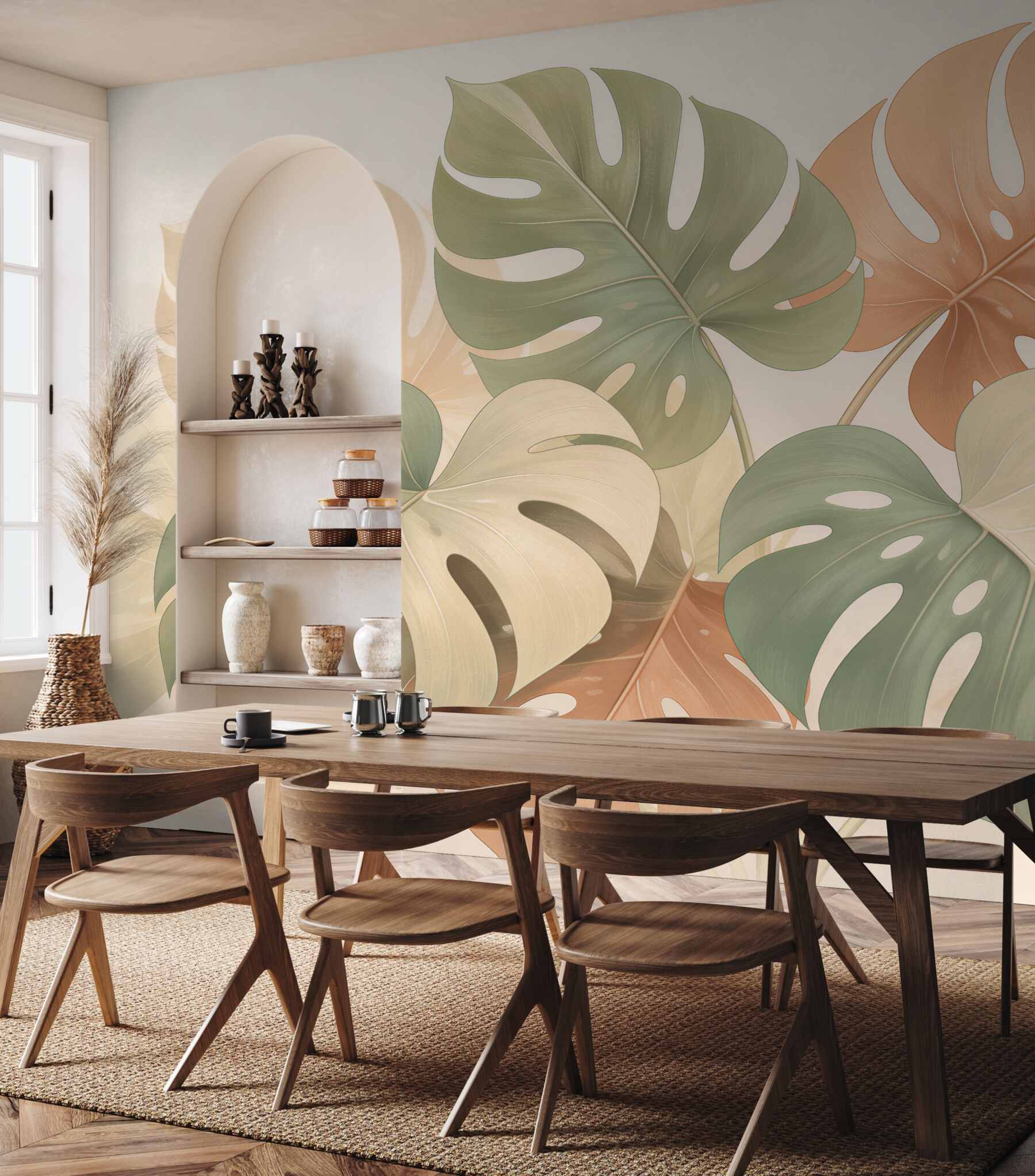 Fototapeta monstera w pastelowej elegancji