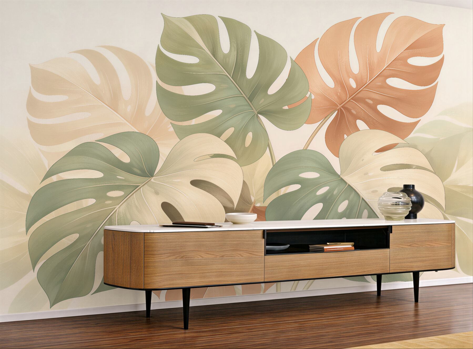 Fototapeta monstera w pastelowej elegancji