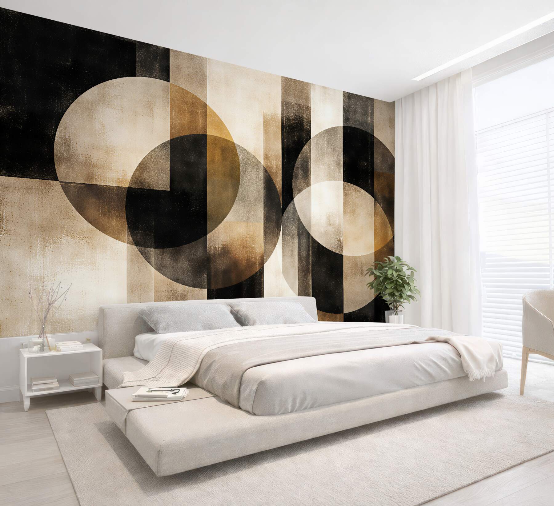 Fototapeta geometryczne koła w złotej harmonii