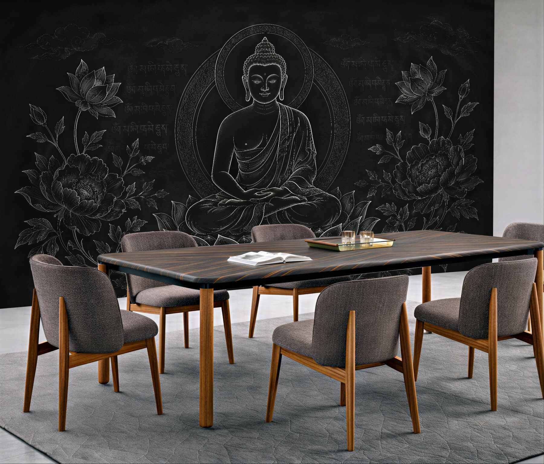 Fototapeta medytujący budda w czerni