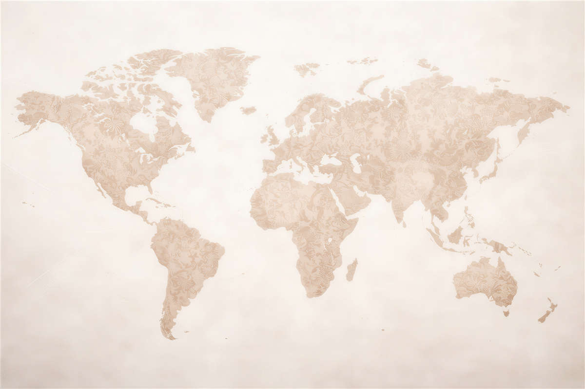 Fototapeta beżowa mapa Świata z ornamentem