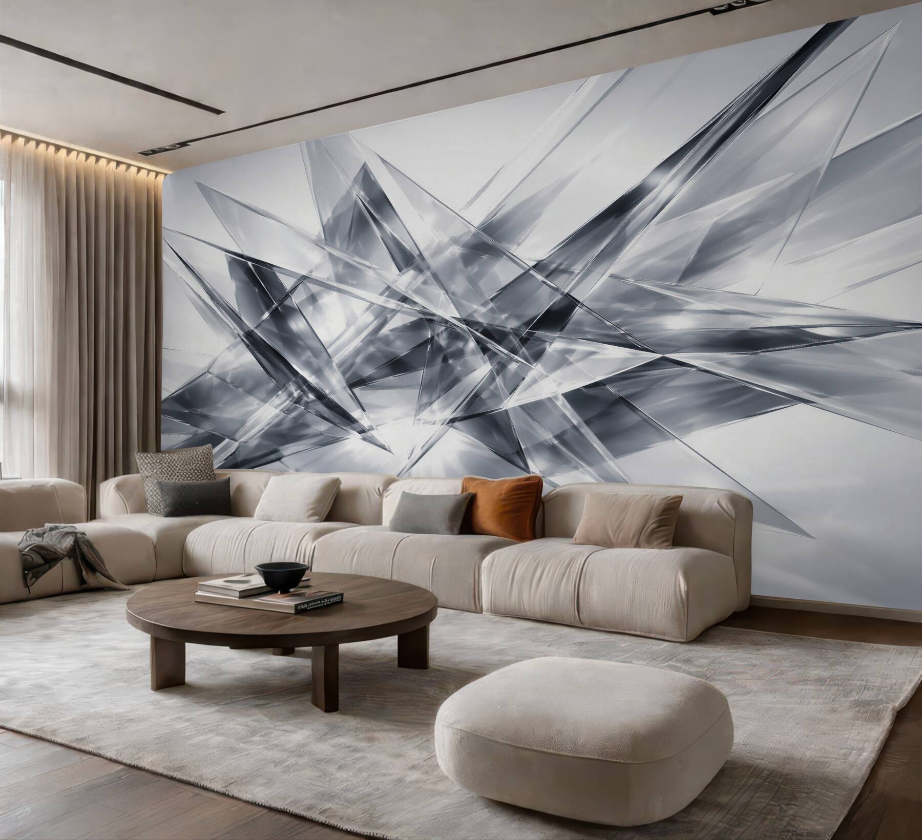 Fototapeta srebrna geometryczna abstrakcja 3d