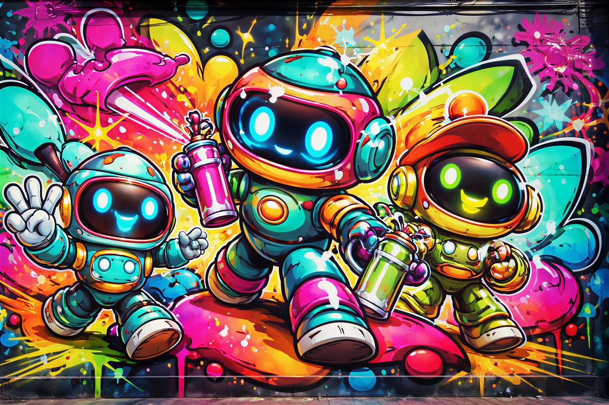 Fototapeta kolorowe roboty street art