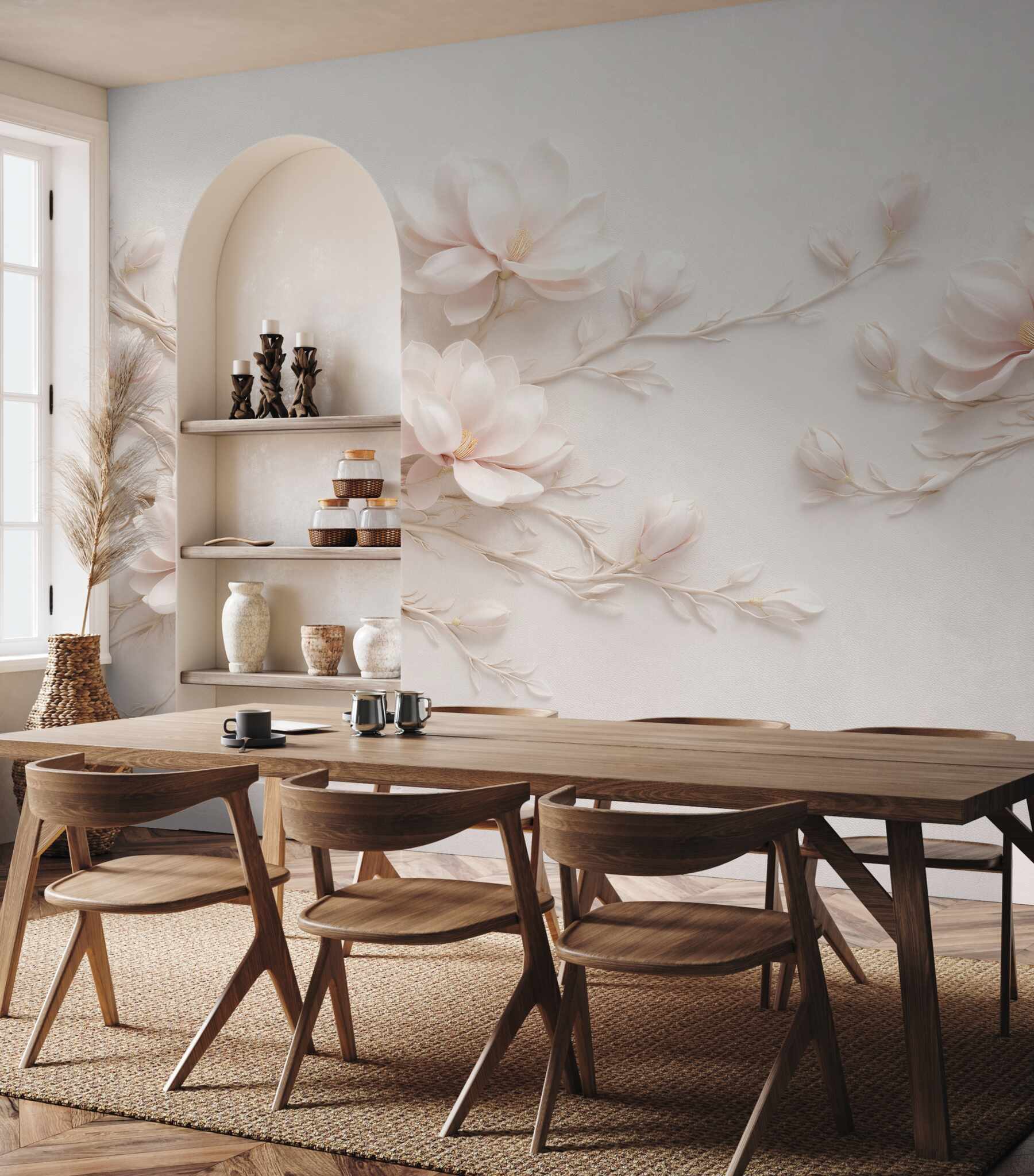 Fototapeta kremowe magnolie na gałęziach