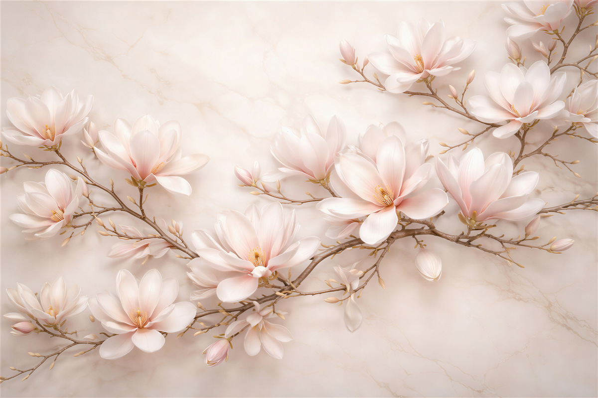 Fototapeta subtelne magnolie na marmurze