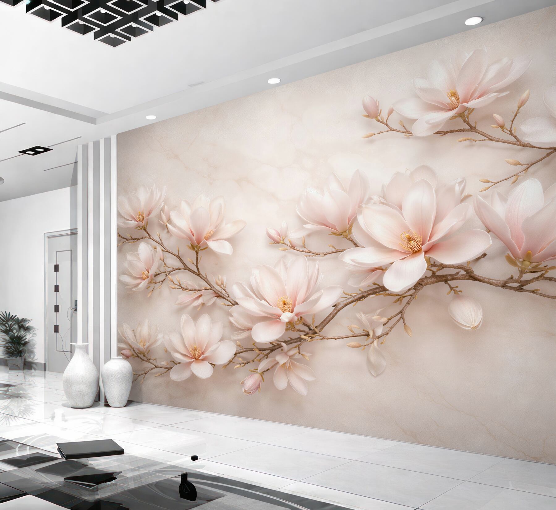 Fototapeta subtelne magnolie na marmurze